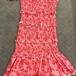 SHEIN Red and Pink Floral Dress